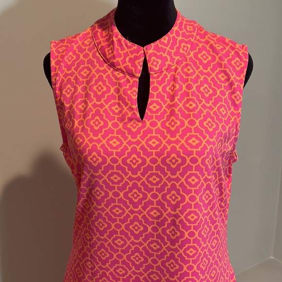 Sleeveless pink and orange sleeveless dress - Picture 2 of 4